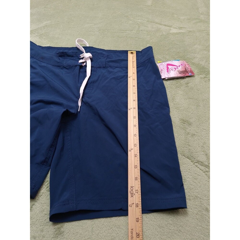 KANU Surf Womens 12 Swim Shorts Bottoms Navy Blue Lined Drawstring Waist - Picture 3 of 7